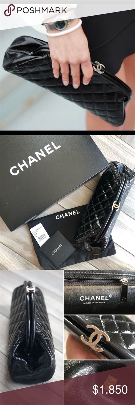 chanel quilted kisslock clutch|More.